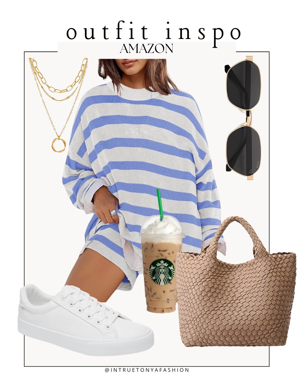 Matching 2 piece striped set, oversized tote bag, white sneakers, gold layered necklace and sunglasses. Everything from amazon








Amazon outfits every outfit inspo, outfit ideas, casual outfits amazon, amazon outfits every day, spring outfits 2026, summer outfits

#LTKootd #LTKSaleAlert #LTKPetite