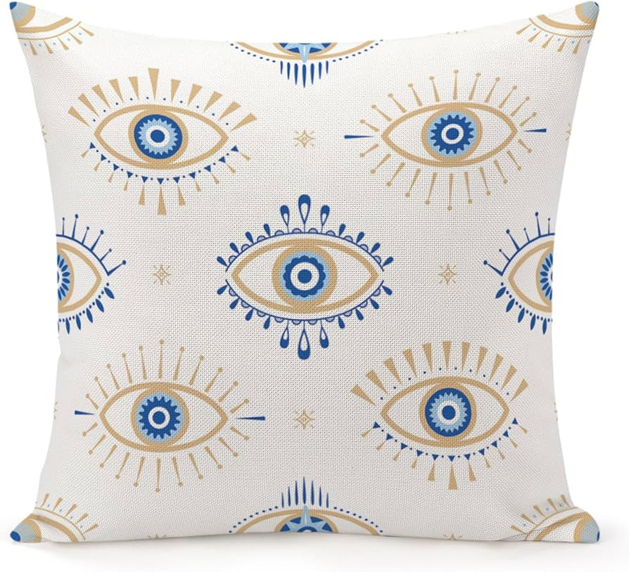 Throw Pillow Cover 18x18 Inch,Evil Eye Pattern Throw Pillow Case,Home Decor Cushion Covers for So... | Amazon (US)