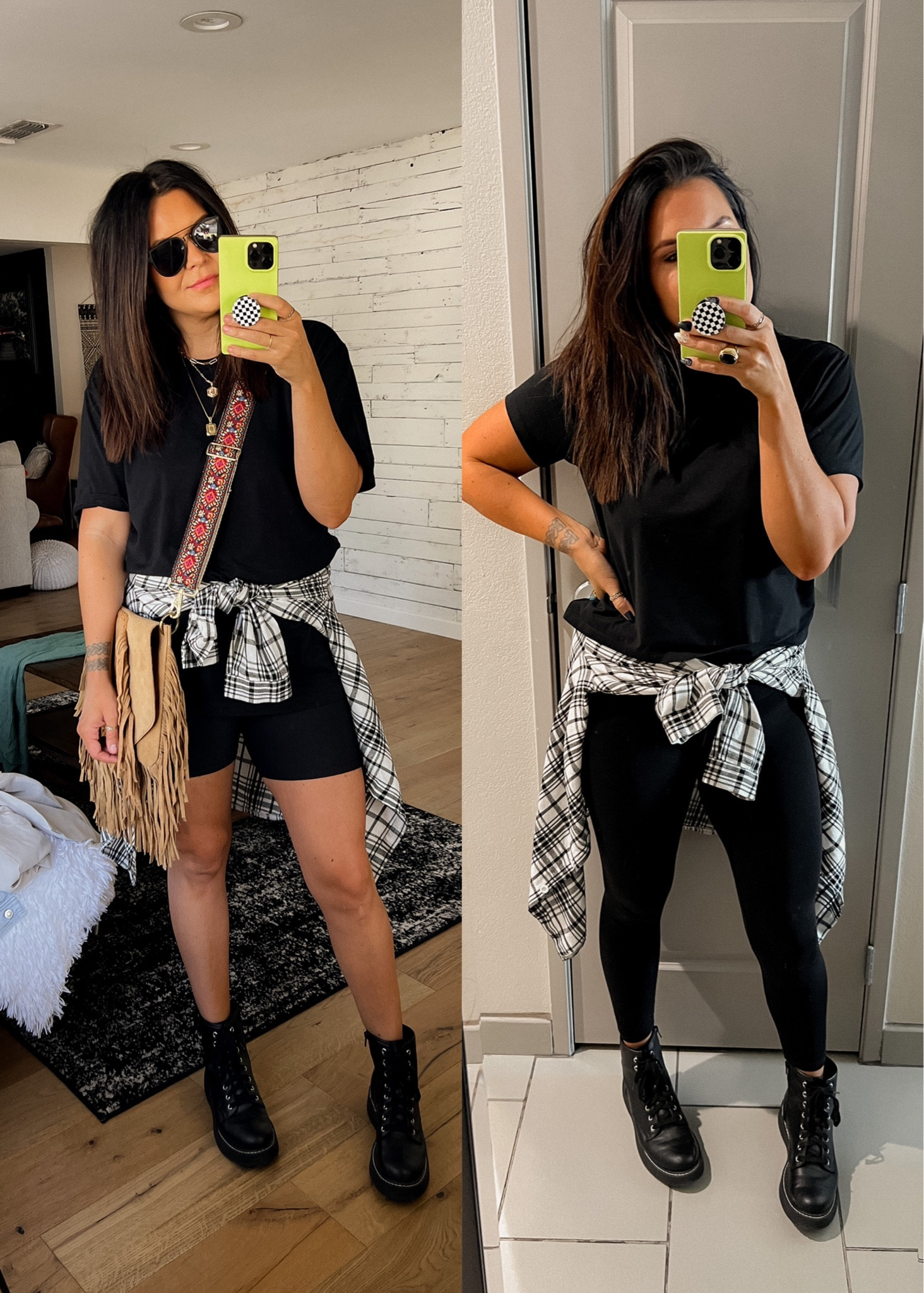 Tee: XL
Mens Tee: XL
Bike Shorts/Leggings: Large
Combat Boots: TTS
Flannel: XL
BAG & Strap sold separately 

#LTKsalealert #LTKunder50 #LTKstyletip