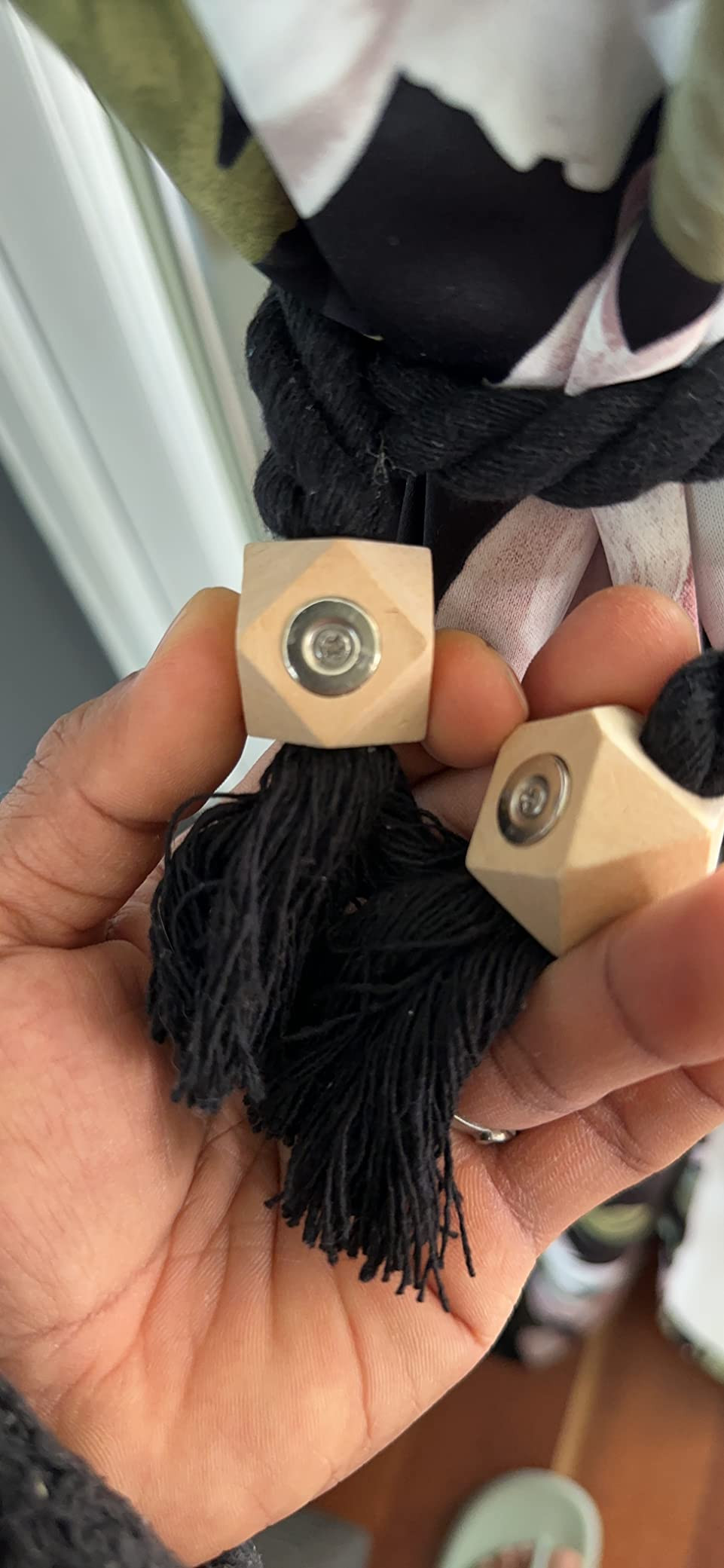 Pretty Jolly 2 Pack Wooden Ball Magnetic Curtain Tiebacks Boho Home Decor Drape Tie Backs Natural... | Amazon (UK)