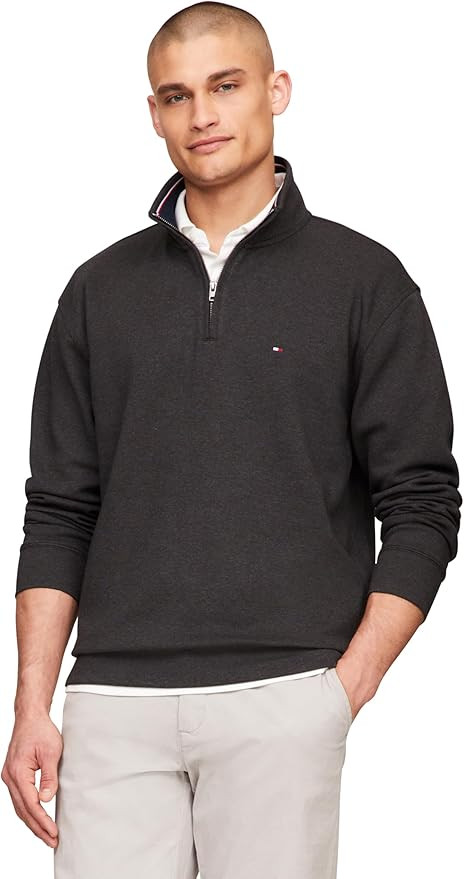 Tommy Hilfiger Men's Long Sleeve Fleece Quarter Zip Pullover Sweatshirt | Amazon (US)