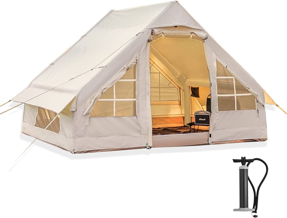 Inflatable Camping Tent with Pump, Glamping Tents, Easy Setup 4 Season Waterproof Windproof Outdo... | Amazon (US)