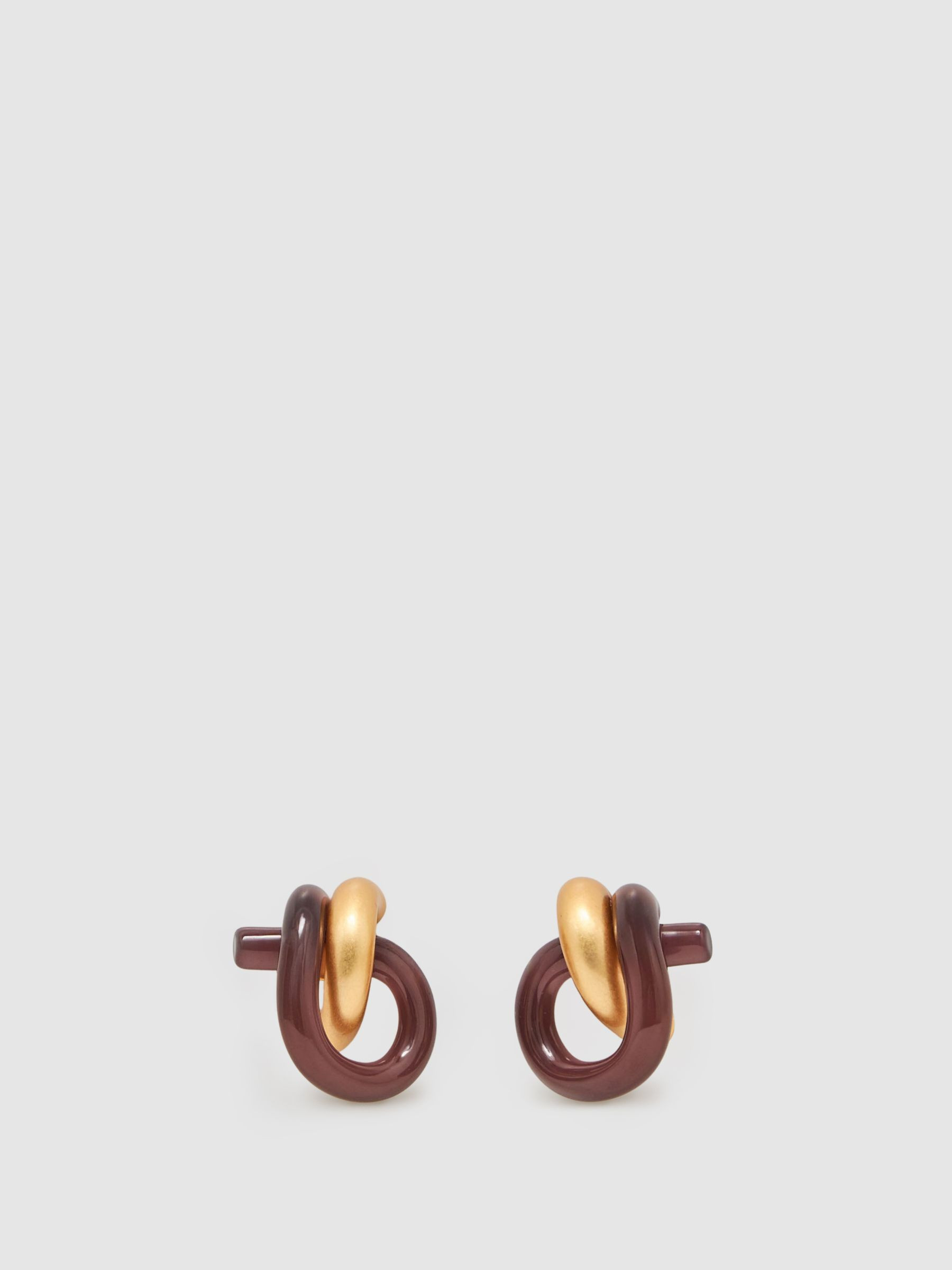 Resin Knot Earrings in Gold/Burgundy | Reiss UK