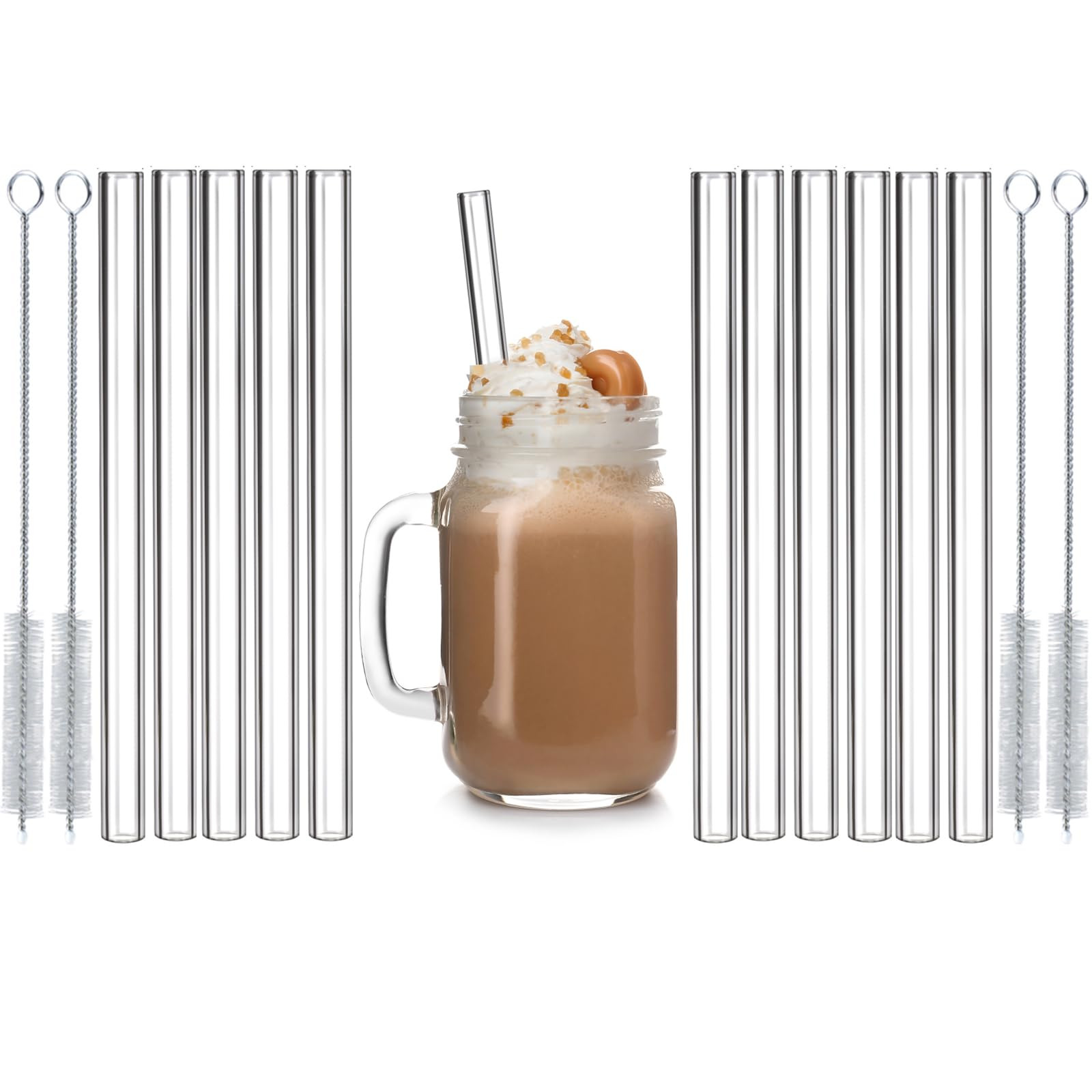 6 Inch 10mm Clear Glass Straws Shatter Resistant Set for Smoothies and Cocktails, Short Reusable ... | Amazon (US)