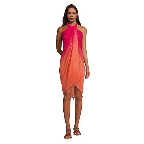 Women's Tasseled Sarong Cover-Up Scarf | Lands' End (US)