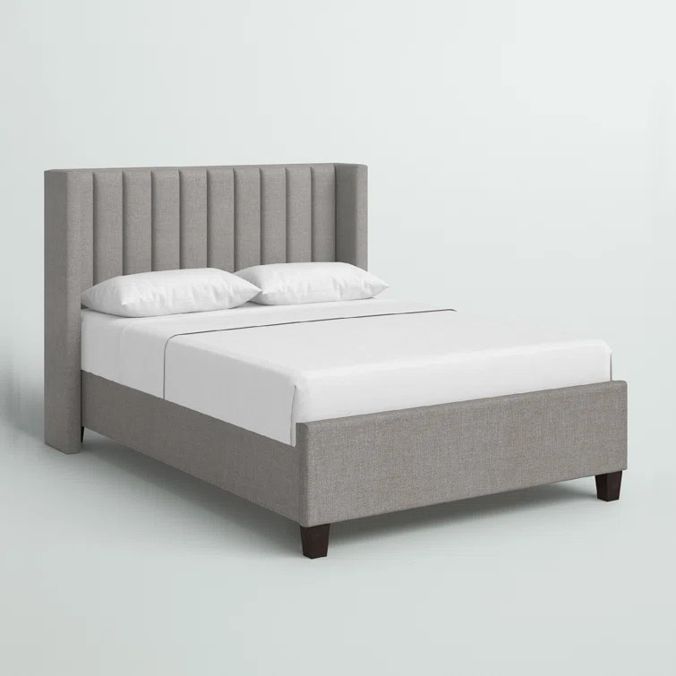 Flemings Upholstered Platform Bed Frame with a Vertical Channel Tufted Wingback Headboard | Wayfair Professional
