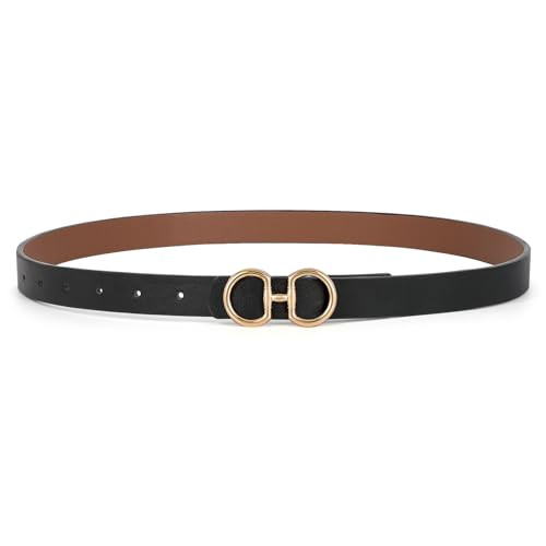 CESCOSI 4 Pack Skinny Women Leather Belt for Dresses Thin Waist Belt for Jeans Pants with Gold Buckle | Amazon (US)