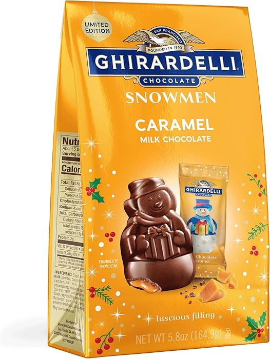GHIRARDELLI Milk Chocolate Caramel Snowmen, 5.8 oz Bag Premium Holiday Chocolate Candy Individual... | Amazon (US)