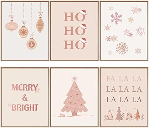 6 Pcs Boho Christmas Wall Art Boho Wall Art Prints 8 x 10 In Canvas Pastel Aesthetic Wall Decor U... | Amazon (US)
