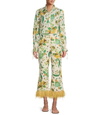 x The Nat Note Ivy Paisley Print Voile Tied Sleeve Stand Collar Blouse | Dillard's