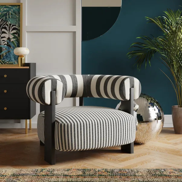 Fallon Woven Stripe Bolster Accent Chair | Dunelm