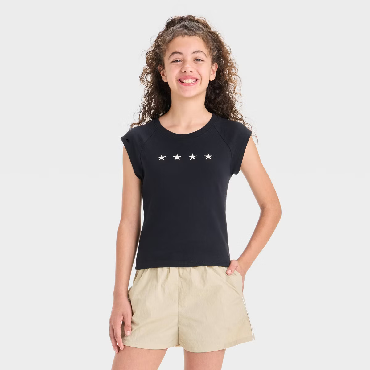 Girls' Raglan Cap Sleeve Graphic T-Shirt - art class™ | Target