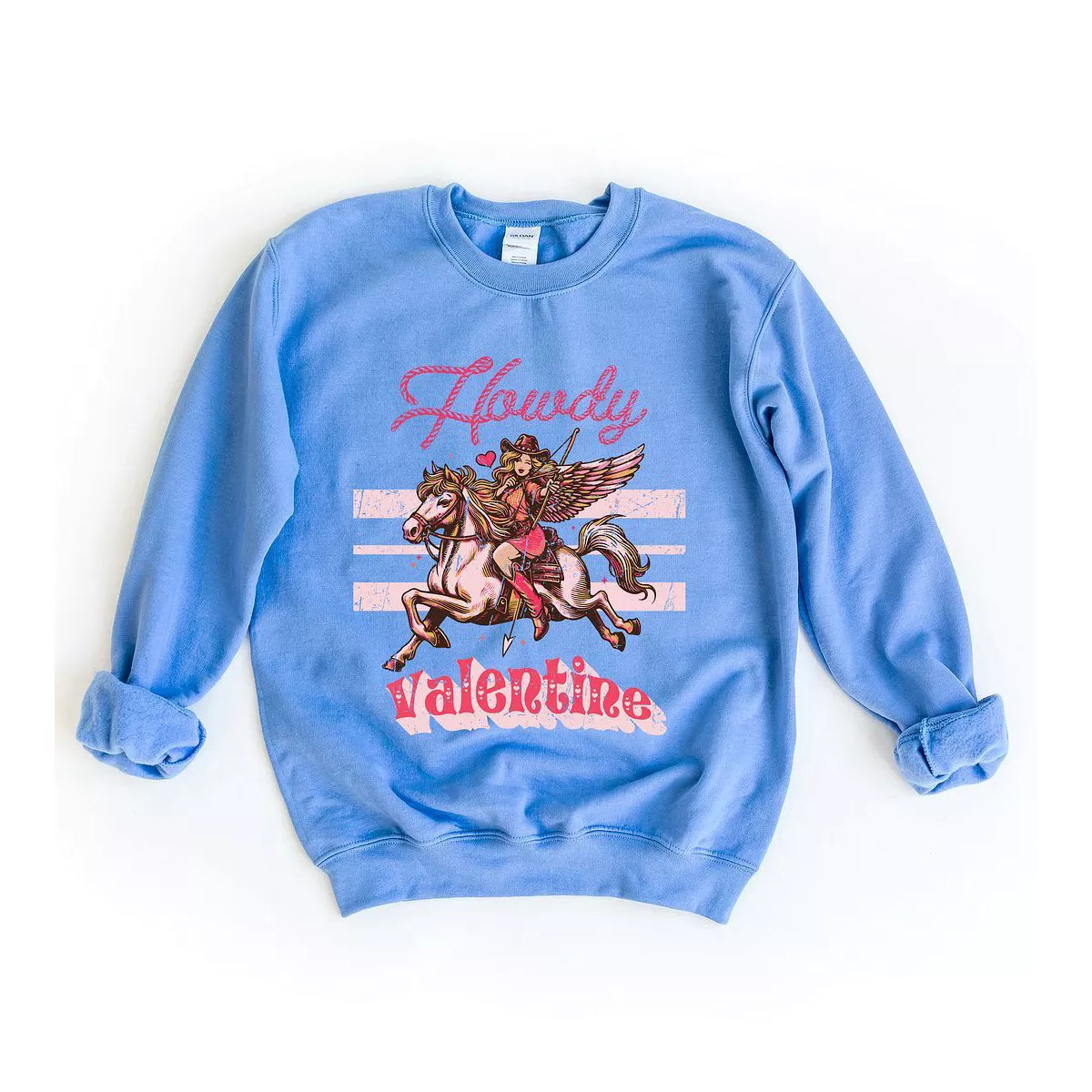 Simply Sage Market Women's Graphic Sweatshirt Howdy Valentine Horse - L - Carolina Blue | Target