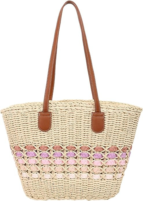2026 Women's Straw Tote Bag Large Summer Raffia Shoulder Bag Woven Beach Handbag Vacation Travel ... | Amazon (US)