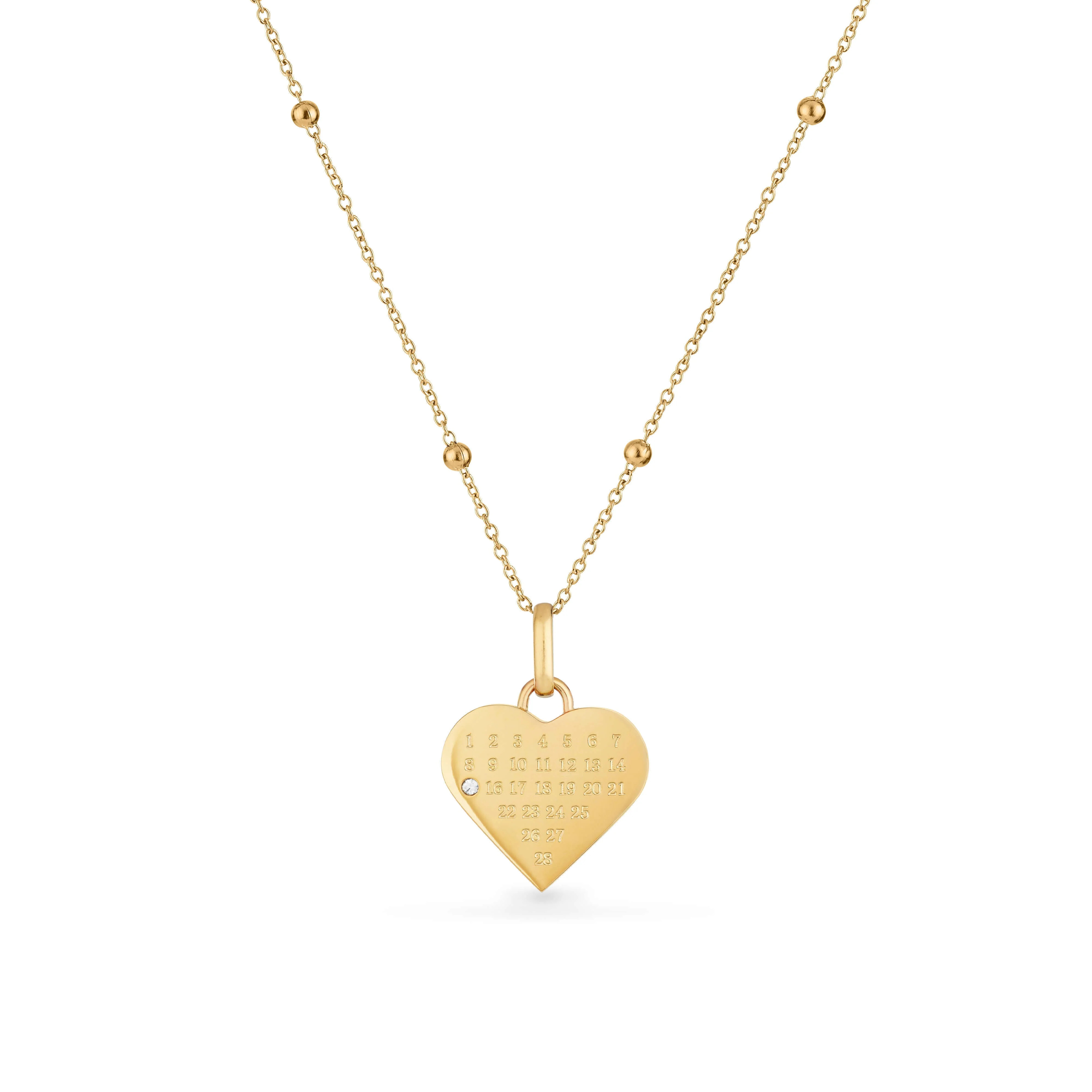 Custom Heart Calendar Necklace (Gold) | Abbott Lyon