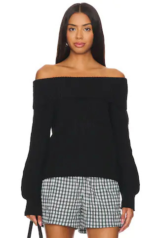 525 Marisa Off Shoulder Relaxed Pullover in Black from Revolve.com | Revolve Clothing (Global)