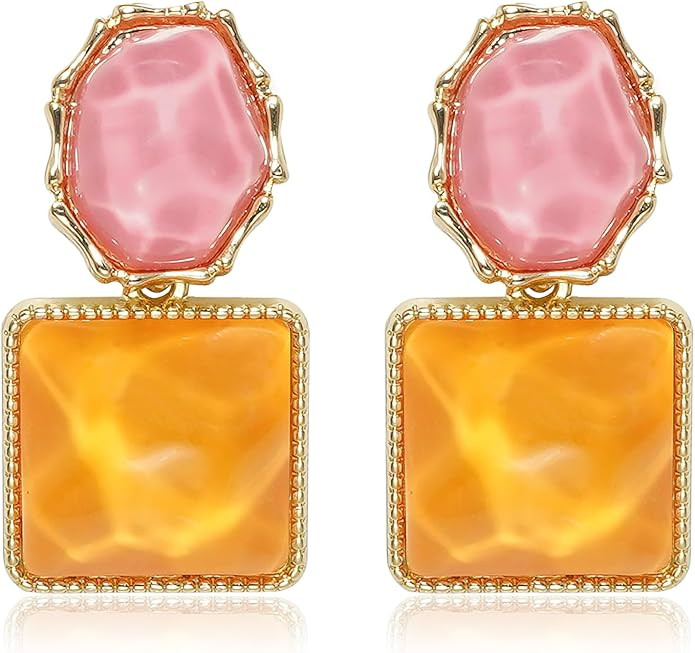 Asymmetrical Earrings for Women Boho Resin Dangle Earrings Acrylic Water Ripple Earring | Amazon (US)