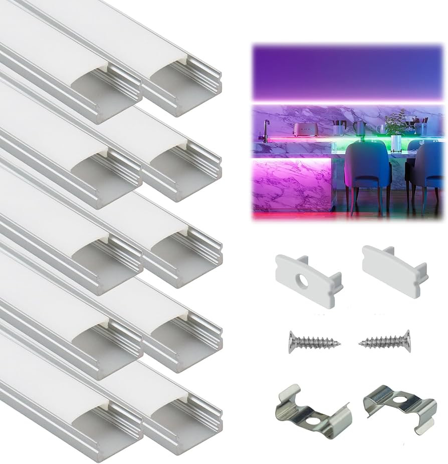 Muzata 10Pack 3.3FT/1M LED Profile with Milky White Cover Silver Aluminum U Shape Diffuser Channe... | Amazon (UK)