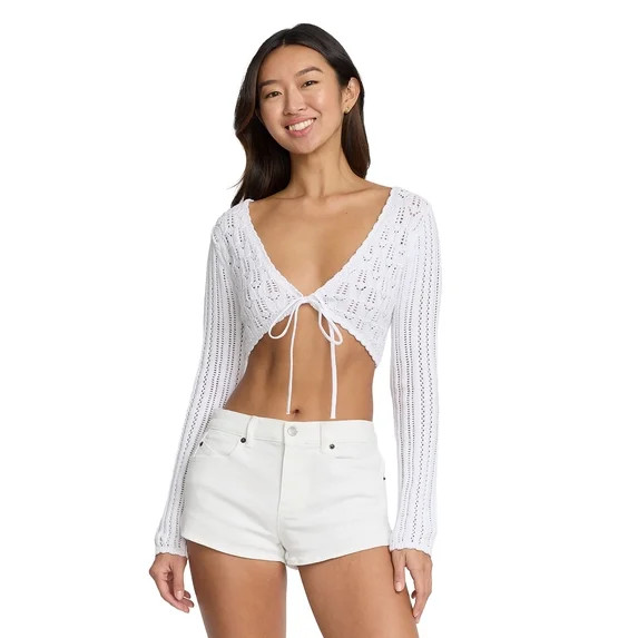 Mills by Millie Bobby Brown Women's Tie-Front Long Sleeve Sweater, Sizes XXS-XXL | Walmart (US)