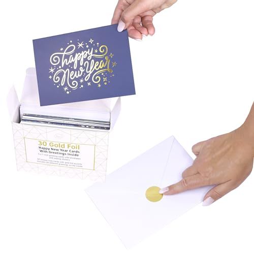 Dessie Luxurious Large Happy New Year Cards with Envelopes, 5x7 inches | Dessie Shop