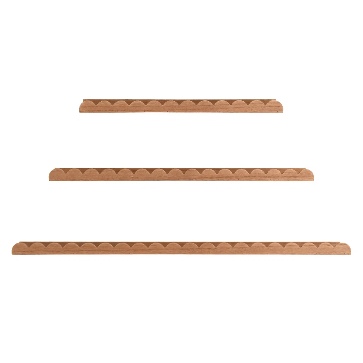 Scallop Floating Wall Shelf Set of 3, Wood Picture Ledge Shelves with Lip, Decorative Shabby Chic... | Wayfair North America