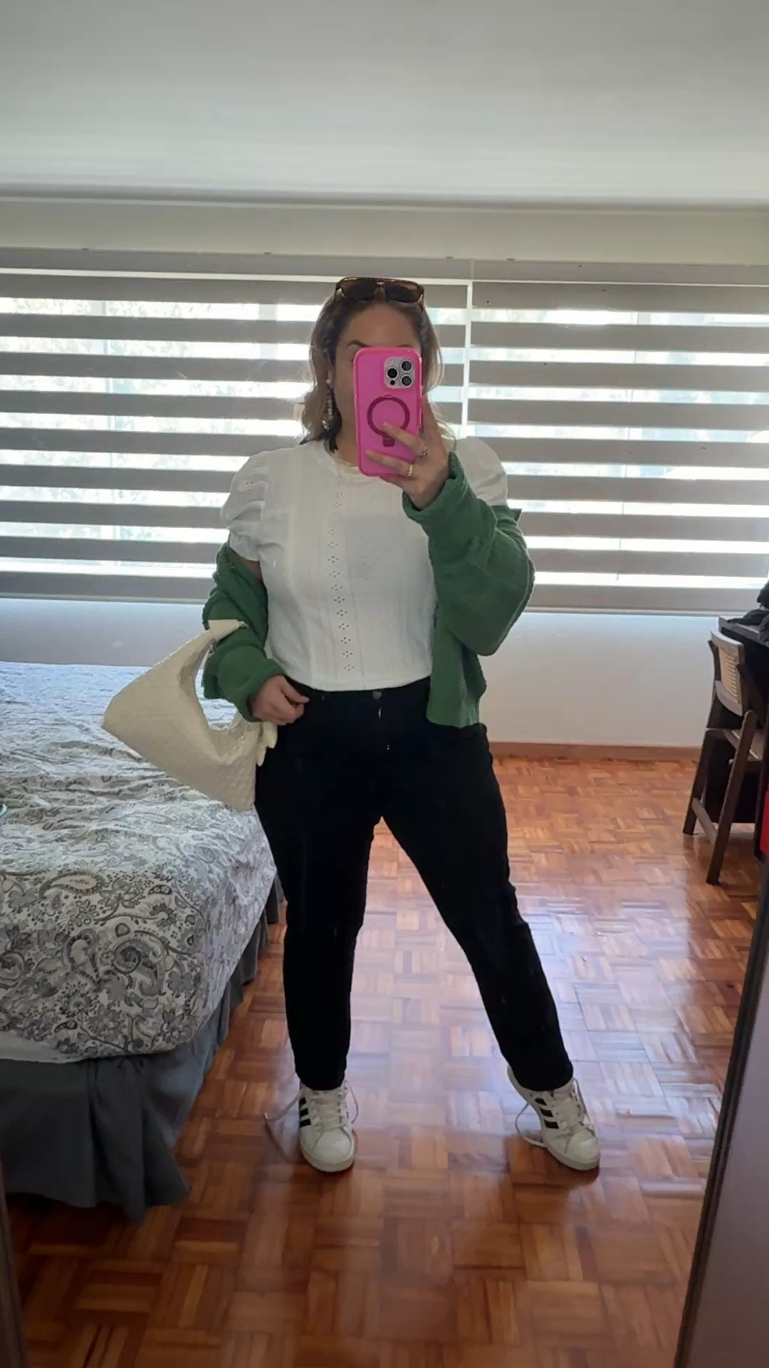 Mexico City outfit for chilaquiles y cafe! 

🚨levis sale🚨

Adore this  woven crescent bag! It has major capacity and cute buckle.

Blouse, cardigan, bag, phone case from Amazon. Jeans & trainers from Macy’s.