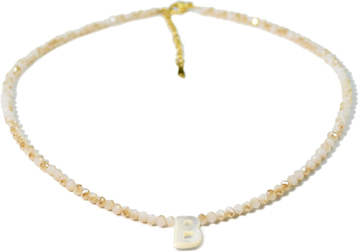 Initial Necklaces for Women - Trendy Beaded Choker Necklace for Women, Handmade Letter Choker Nec... | Amazon (US)