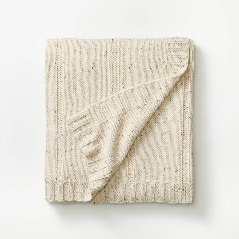 Woven Striped Knit Throw Blanket Neutral/Cream - Threshold™ designed with Studio McGee | Target