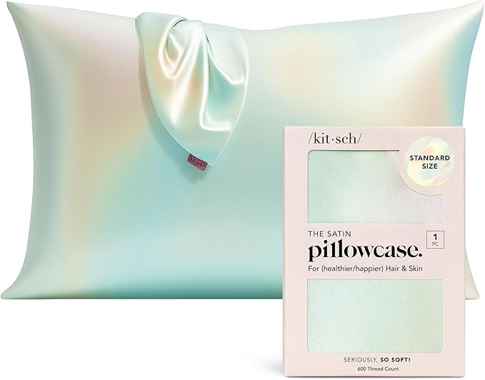 Kitsch Satin Pillowcase with Zipper for Hair & Skin, Softer Than Silk Pillow Cases Queen, Wrinkle... | Amazon (US)