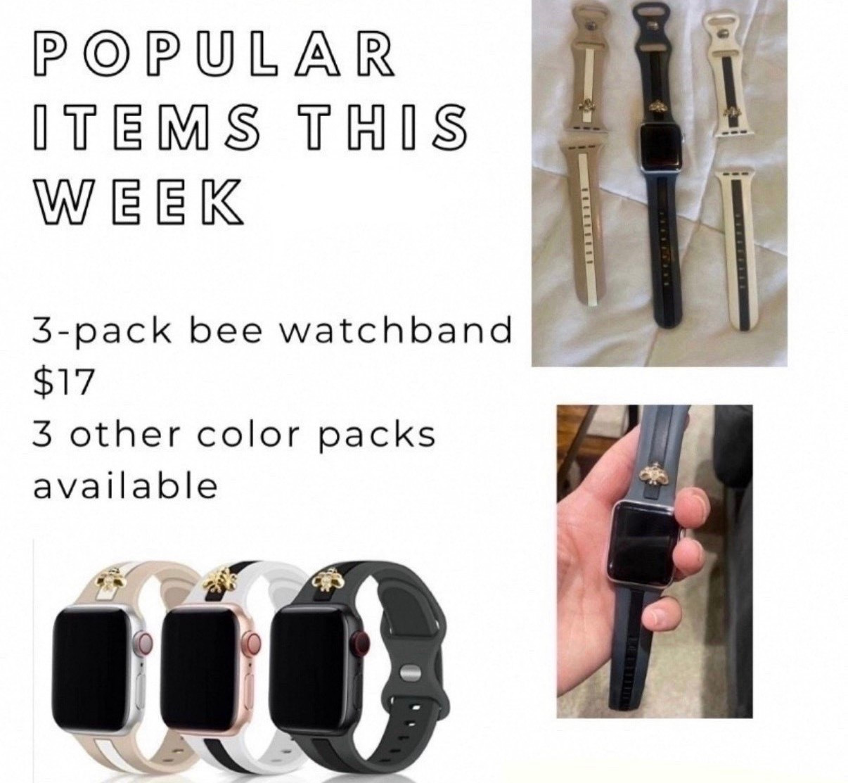 Gift idea for her : designer-look watchband 3-pack 


#designerdupe #applewatchband #watchband #beewatchband #giftsforher #giftsunder20 #giftsunder25 #budgetfinds #budgetfriendly #under25 
 #LTKGiftGuide

#LTKOver40 #LTKU