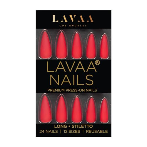 RED SOLE Press-On Nails by Lavaa Beauty | Long Stiletto | Red Matte Stiletto Nails | Amazon (US)
