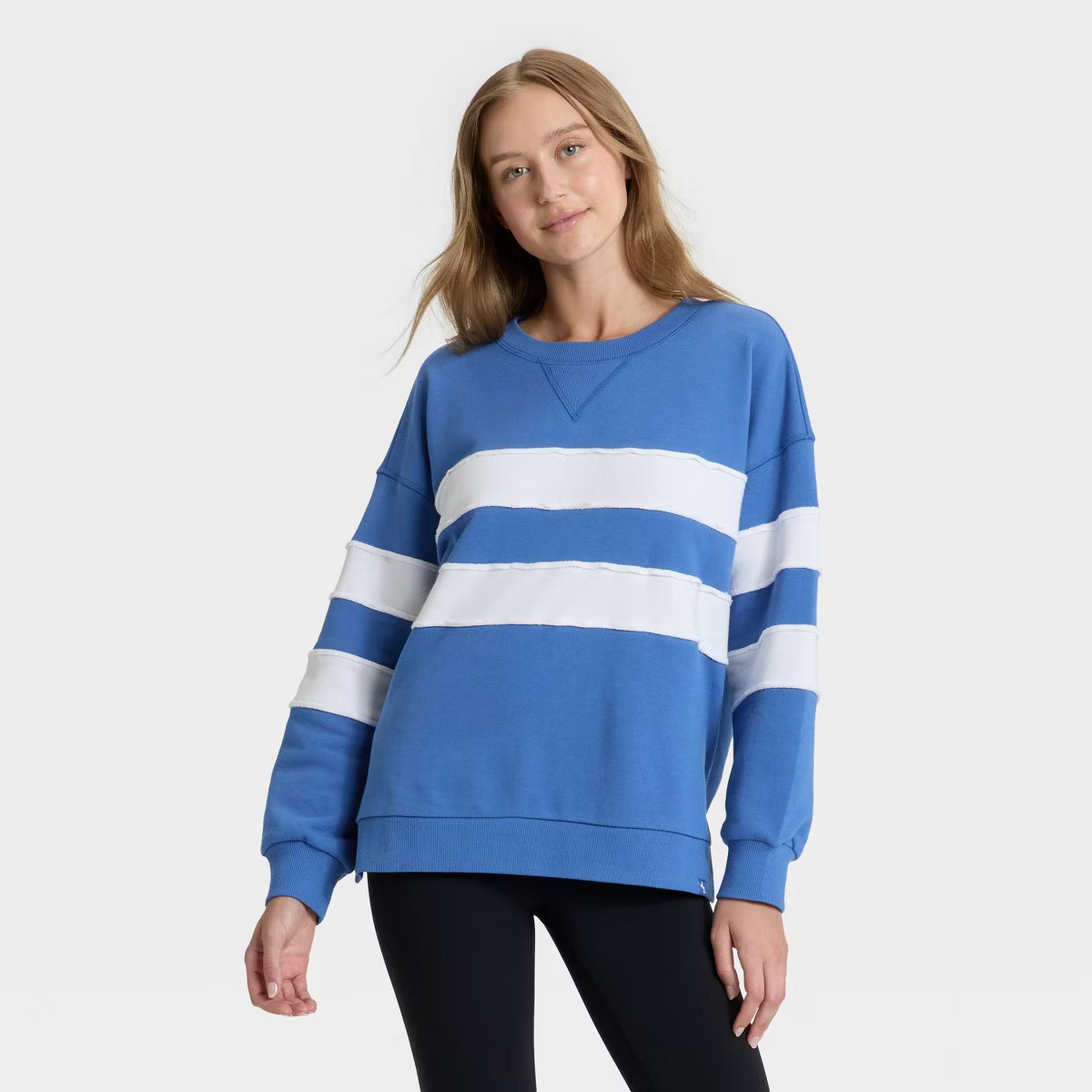Women's Striped Oversized French Terry Crewneck Sweatshirt - JoyLab™ | Target