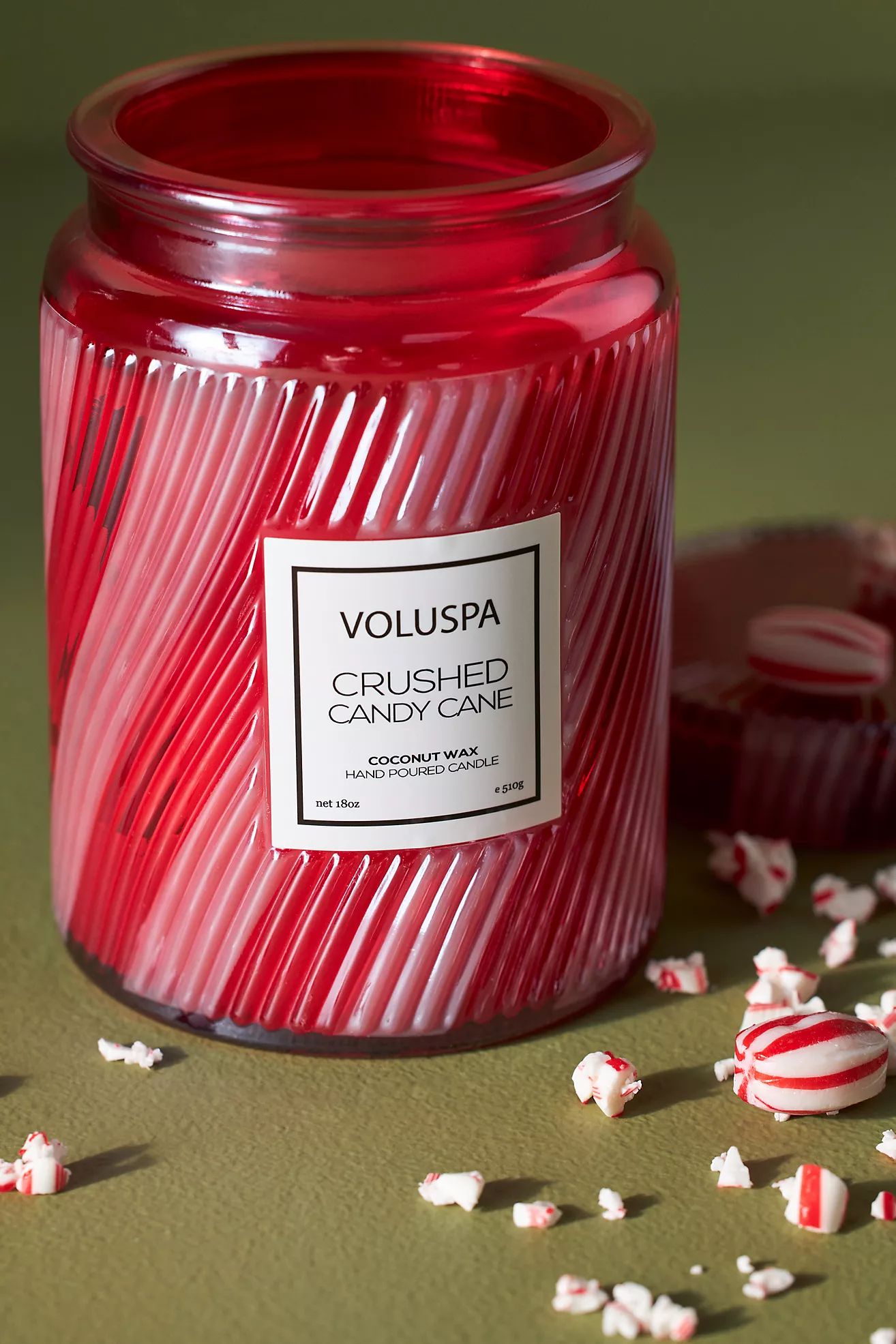 Voluspa Crushed Candy Cane Glass Jar Candle | Anthropologie (US)