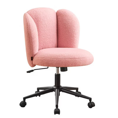 Furniliving Armless Home Office Desk Chair, Upholstered Vanity Chair, Comfortable Boucle for Bedroom/Dressing Room/Home Office, Pink | Target