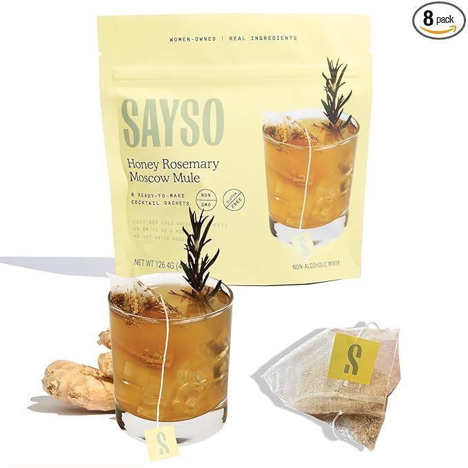 SAYSO Cocktail Tea Bags - Instant Cocktail Mixers or Mocktail Mixers - Honey Rosemary Moscow Mule... | Amazon (US)