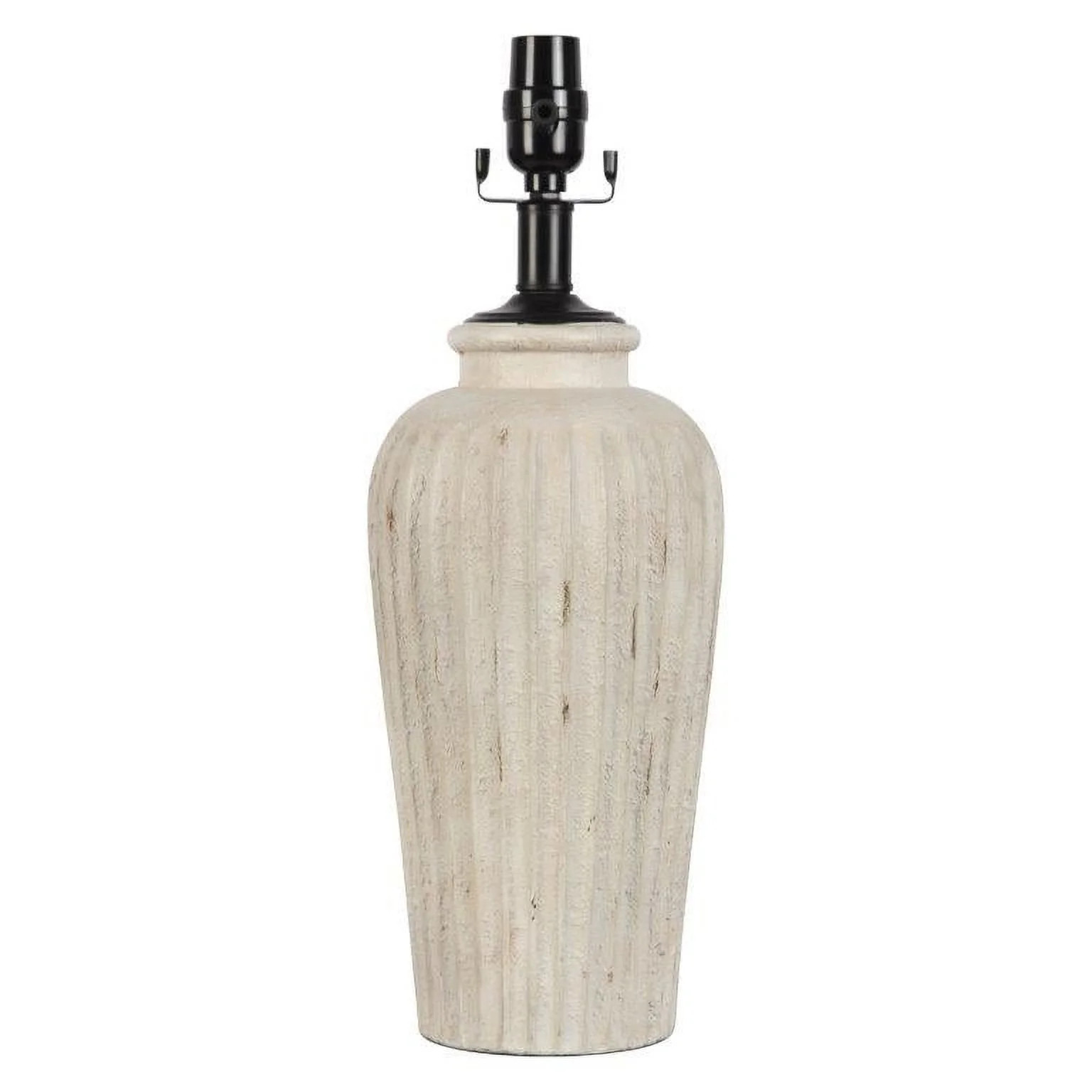 BHG Large Ribbed Ceramic Table Lamp Base, Beige, Transitional Design, Office and Dorm | Walmart (US)