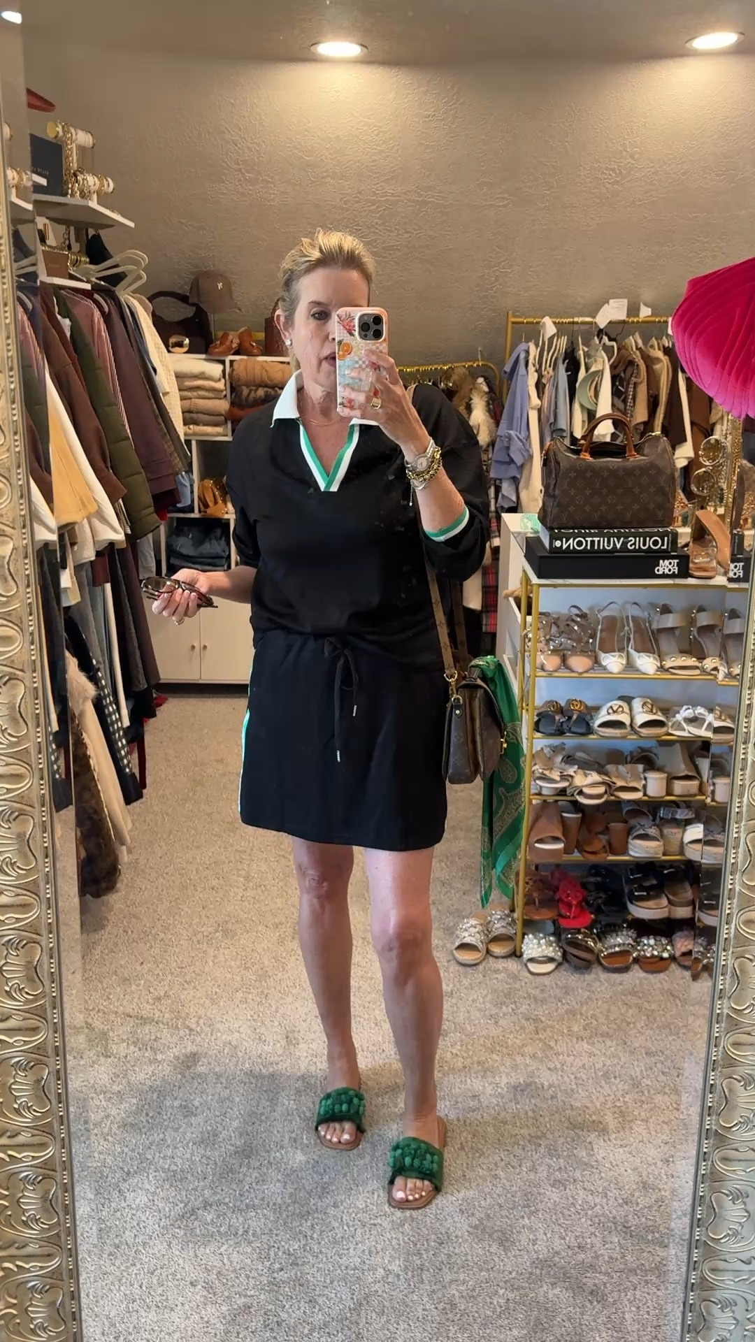 OOTD
Preppy vibe
Running errands and this would be cute for Travel too. 

This affordable set is so good
Fits tts I am in a med and reminder I am tall 
Skirt and long sleeve top 

Comes in several color choices this is the navy

Green sandals older from Chicos 
Linked similar to get the vibe 

Louis Vuitton bag 
Save with code DARCY
Or rent it and get on month free with code DARCY

Tied green scarf too (linked similar 

Stud  earrings

#LTKootd #LTKgrwm #LTKmomlife