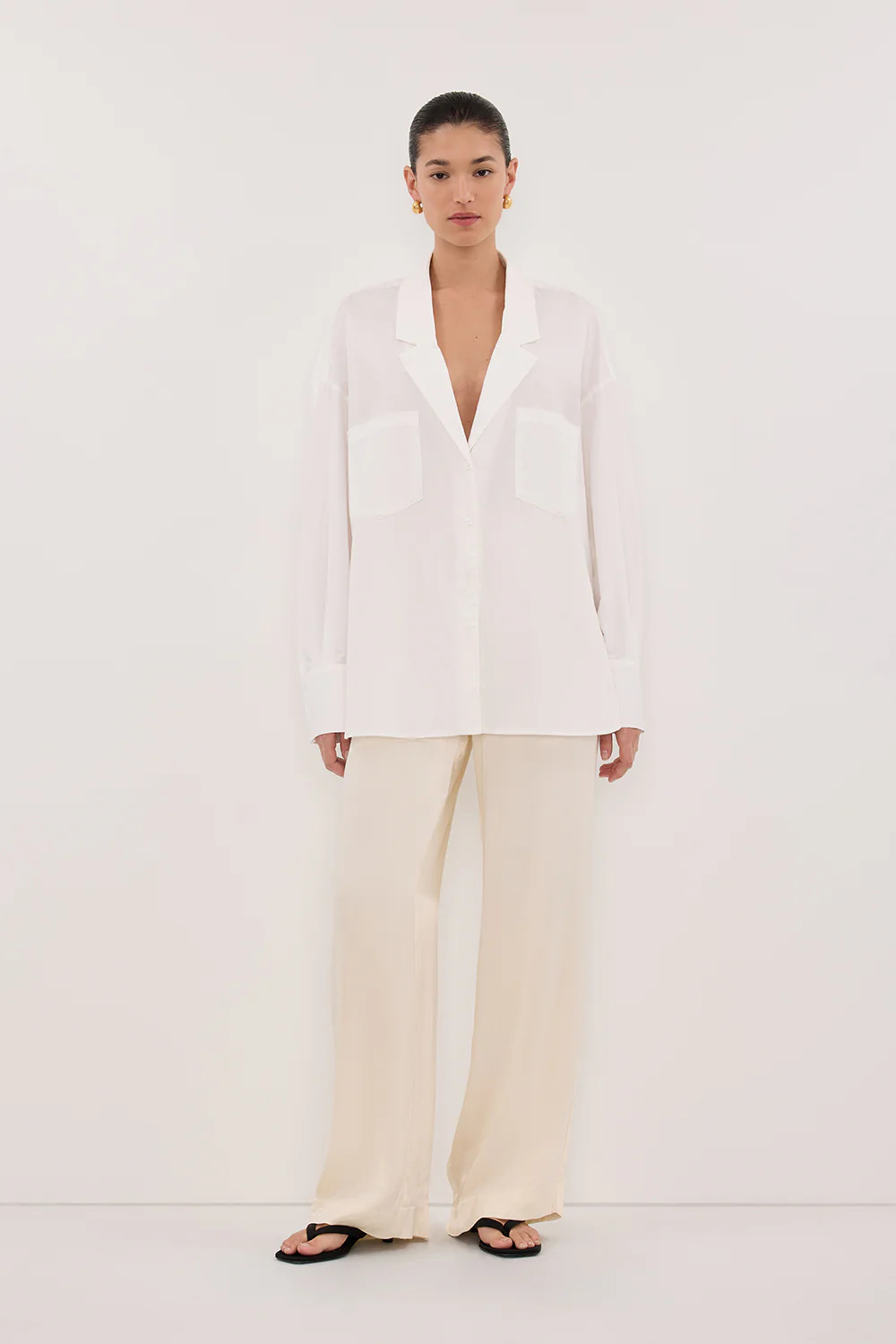 MONICA CREAM SATIN PANT | DISSH