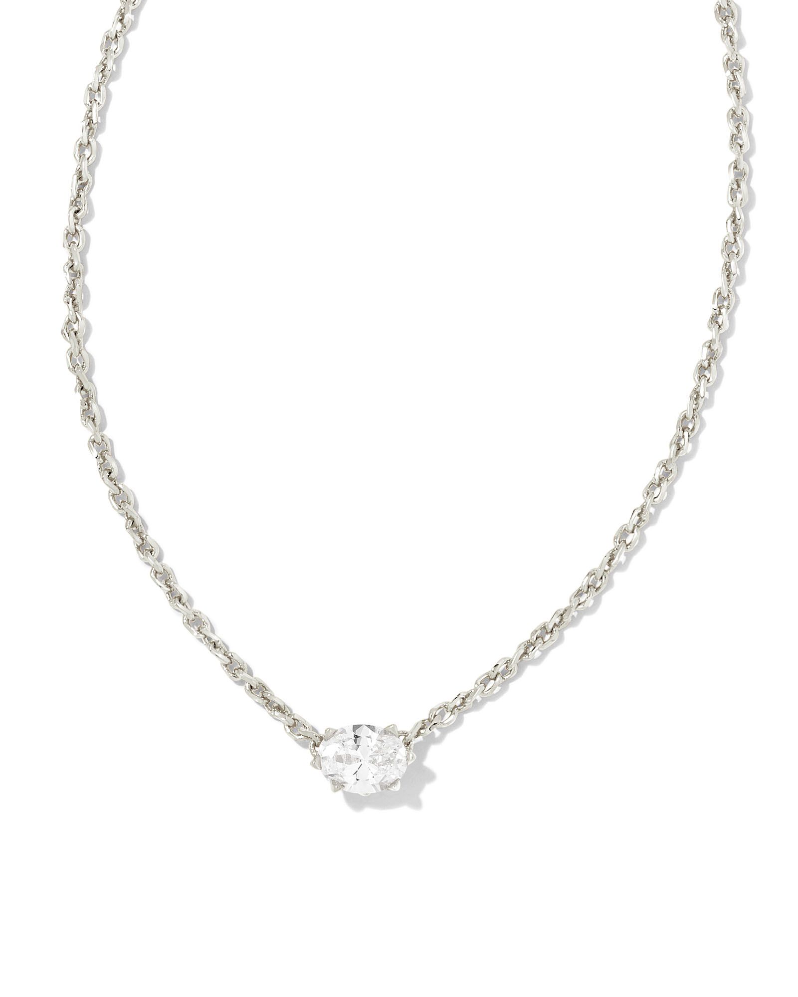 Cailin Silver Pendant Necklace in White Crystal | Kendra Scott