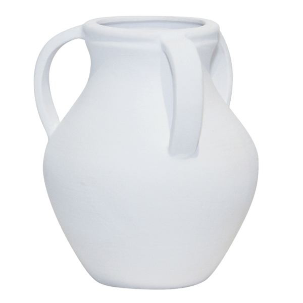 White Ceramic Vase With Handles, 8.7", sold by At Home | At Home