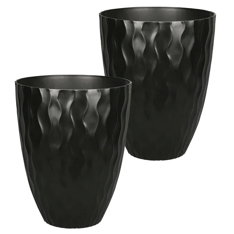 Better Homes & Gardens Colson Black Resin Planter, 15.9in W x 19.8in H, Set of 2 - Walmart.com | Walmart (US)
