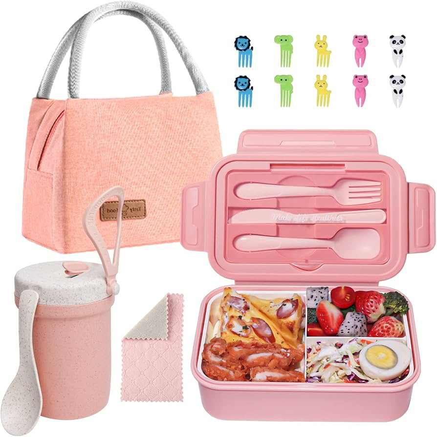 ZMYGOLON Bento Lunch Box Container Leak-proof for Kids Adults Teens School with 3 Compartments an... | Amazon (US)