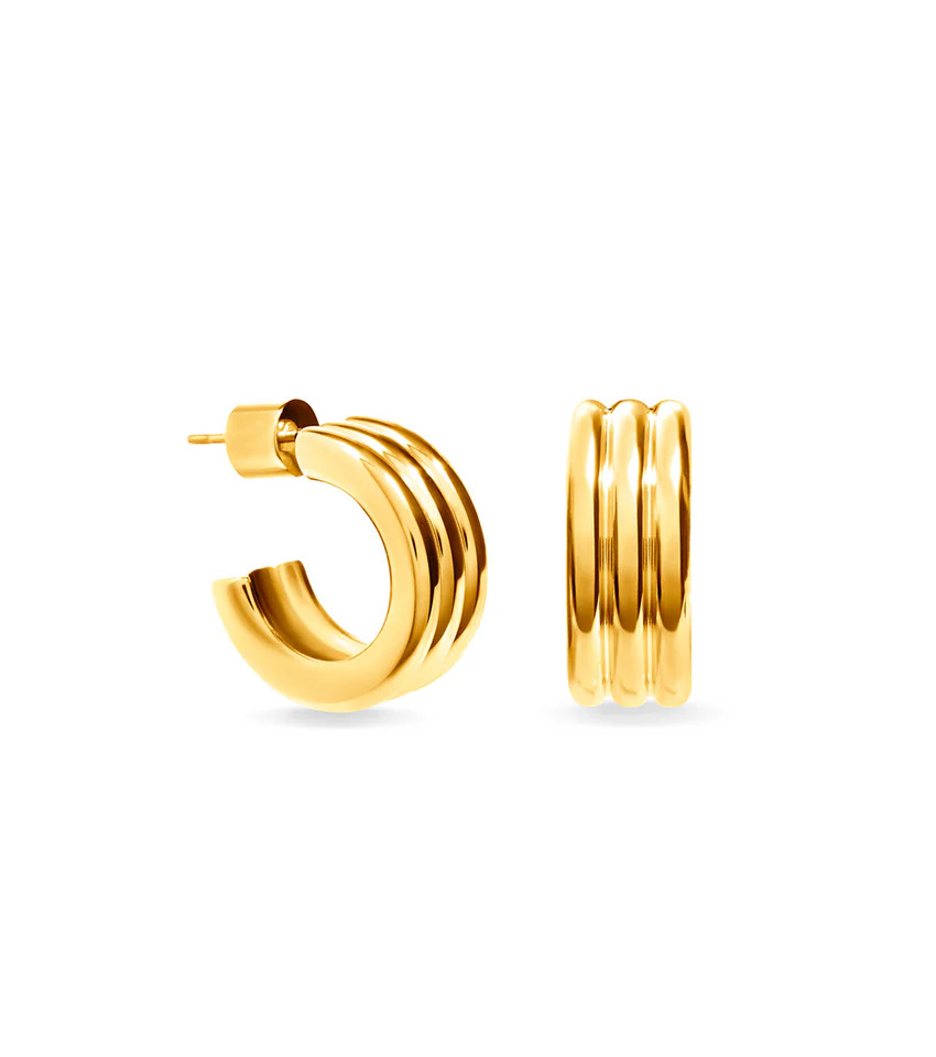 Triple Band Hoop Earrings (Gold) | Abbott Lyon