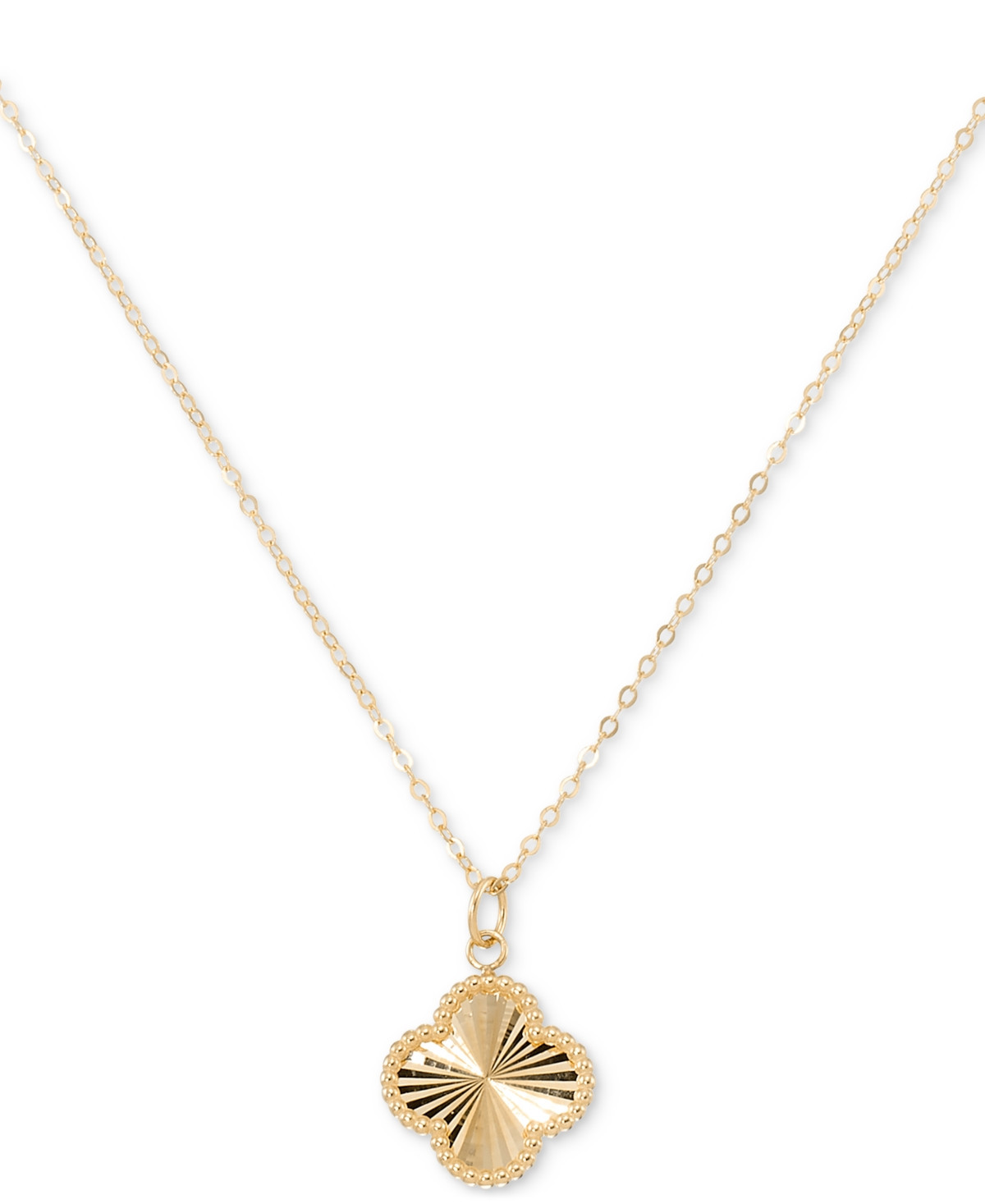 Sunbeam & Polished Reversible Bead Frame Clover 18" Pendant Necklace in 10k Gold - Yellow Gold | Macy's