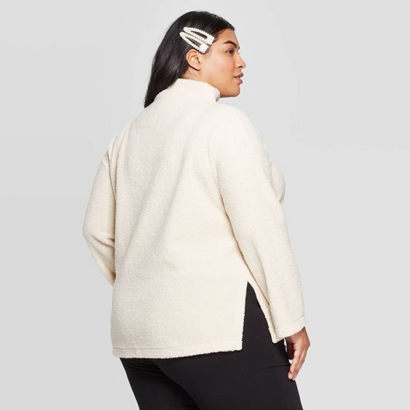 Women's Plus Size Mock Turtleneck Sherpa Pullover - Ava & Viv™ | Target