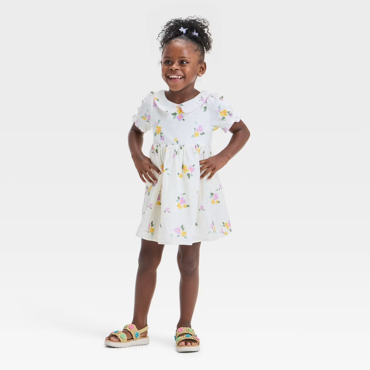Toddler Girls' Floral Dress - Cat & Jack™ Cream | Target