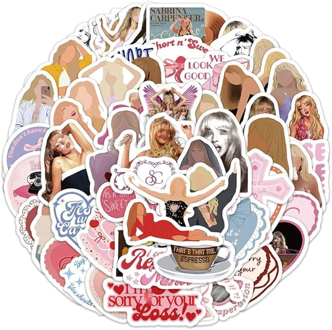 60PCS Sabrina Carpenter Stickers Pack for Water Bottle, Laptop, Kindle, Cartoon Music Singer Stic... | Amazon (US)
