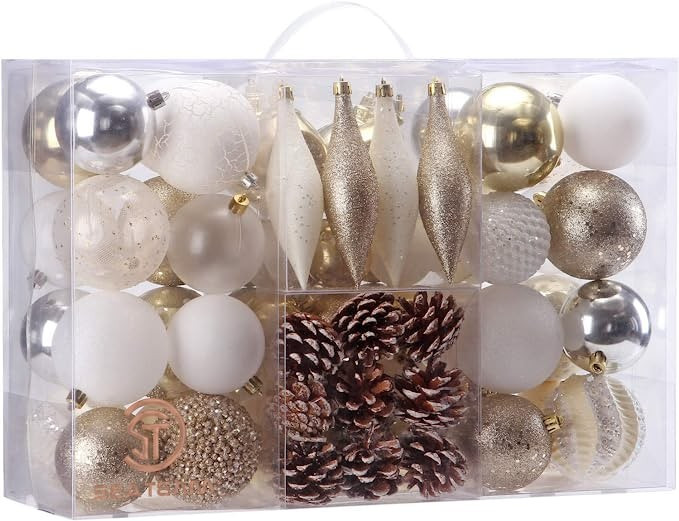 Sea Team 73 Pieces of Assorted Shatterproof Christmas Ball Ornaments Set Seasonal Decorative Hang... | Amazon (US)