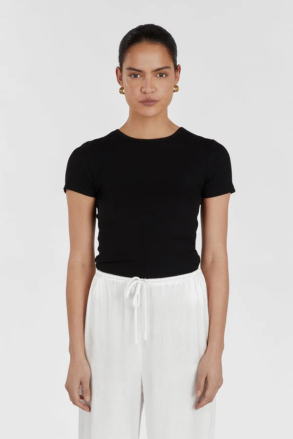 THEO BLACK CAP SLEEVE TOP | DISSH