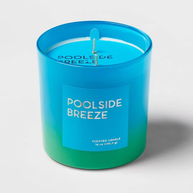 12oz Ombre Oval Candle Poolside Breeze Blue - Opalhouse™ | Target